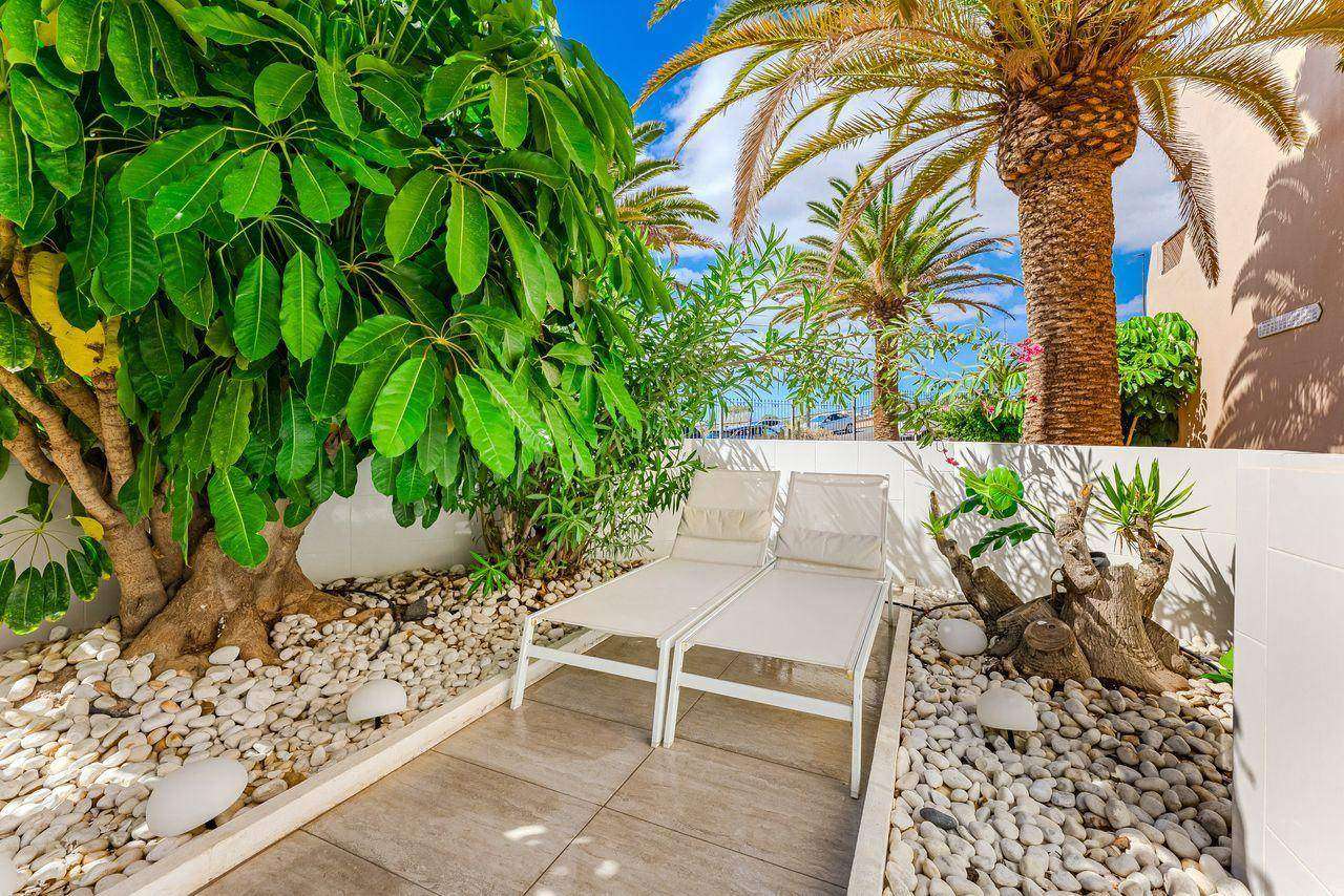 Patio with sun loungers